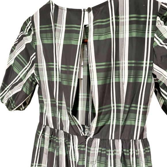 Topshop Women Plaid Ruffle Midi Dress Green Size US 2 - Picture 5 of 9